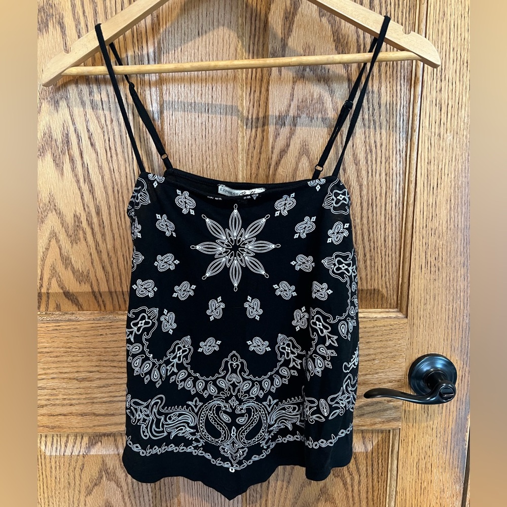 Express Black and White Bandana Top